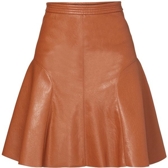 Rebecca Taylor Cognac Vegan Leather Skirt - Picture 4 of 10